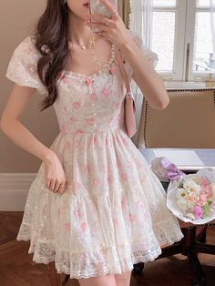 Look your best in this Sweet Floral Lace Dress! Its delicate lace, beautiful floral pattern, and elegant daintiness make it perfect for any special occasion. Make a whimsical appearance in this best-selling must-have! 🌸 Size Chart: Size Bust (cm) Waist (cm) Sleeve (cm) Shoulder (cm) Length (cm) Bust (in) Waist (in) Sleeve (in) Shoulder (in) Length (in) S 76 65 20 32 76 29.92 25.59 7.87 12.60 29.92 M 80 69 21 33 77 31.50 27.17 8.27 12.99 30.31 L 84 72 22 34 78 33.07 28.35 8.66 13.39 30.71 XL 88 Party Mini Dresses, Kawaii Vintage, France Vintage, Boho Fairy, Vintage Fairy, Boho Mini Dress, Lace Pink Dress, Beach Boho, Floral Lace Dress