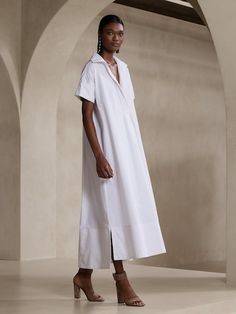 Women's Dresses | Banana Republic White Poplin Dress, No Waist, Poplin Dress, Oversized Style, White Maxi, Banana Republic Dress, Perfect Woman, White Maxi Dresses, Cocktail Dress Party