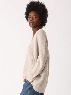 Our favorite slouchy cardigan in a luxuriously soft cashmere blend. The Everyday Cardigan features an oversized fit making it perfect for layering. You'll never want to take this one off. Fabric: 90% Wool, 10% Cashmere. Color-way: Oatmeal Heather. Model is 5'9" and wearing size small. Dry Clean Only. Beige V-neck Sweater For Fall Layering, Oversized Neutral V-neck Sweater, Cozy Relaxed Fit V-neck Sweater For Layering, Oversized V-neck Sweater For Everyday Fall Wear, Oversized Fine Knit Beige Sweater, Neutral Cashmere Sweater For Fall, Oversized Fine Knit V-neck Sweater For Fall, Oversized V-neck Cashmere Cardigan, Fine Knit V-neck Sweater For Fall Loungewear