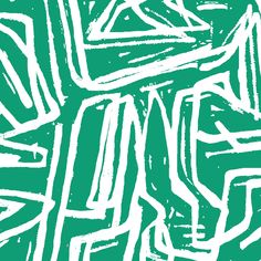 a green and white abstract painting with lines