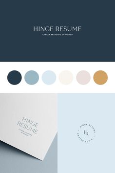 the logo for hingee resume is shown in three different colors and font options