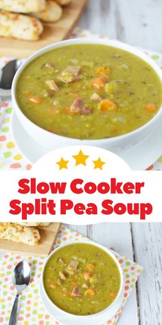 this slow cooker split pea soup is the perfect way to use up leftover peas