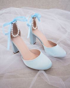 Satin Block Heel Wedding Sandals with Perla Ankle Strap, Bridal Sandal