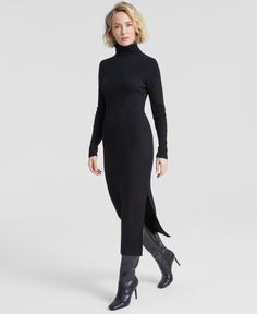 out of stock Black Turtleneck Dress Outfit, Turtleneck Dress Outfit, Chic Long Black Sweater Dress, Turtle Neck Dress Outfit, Fitted Black Turtleneck Sweater Dress, Black Fitted Crew Neck Sweater Dress, Black Stretch High Neck Sweater Dress, Black Turtleneck Sweater Dress, Black Turtleneck Dress