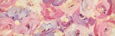 an abstract painting of pink and purple flowers