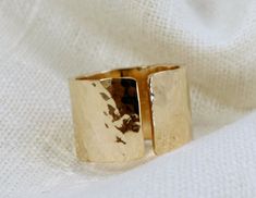 Gold Filled Wide Hammered Ring Rune Alphabet, Wide Gold Band, Open Cuff Ring, Skull Rings, Hammered Ring, Cuff Ring, Gold Statement Ring, Wide Ring, Plain Bands