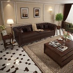 a living room with two couches and a coffee table