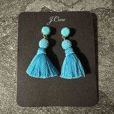 Nwt Light Blue/Aqua Tassel Earrings From J. Crew. Let Me Know If You Need Any Additional Info! Blue Tassel Drop Earrings, Blue Tassel Dangle Earrings For Summer, Blue Summer Tassel Dangle Earrings, Blue Drop Tassel Earrings For Summer, Elegant Turquoise Earrings With Tassels, Blue Tassel Drop Earrings For Gift, Blue Dangle Tassel Earrings For Gift, Blue Dangle Tassel Earrings As Gift, Adjustable Blue Tassel Earrings For Parties