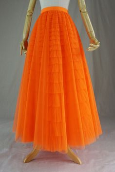 Gala Tulle Skirts, Flowy Long Skirts, Women's A-line Stretch High Waist Skirts, Layered English Court Skirts, Custom Tulle Skirts - Etsy Fitted Orange Pleated Skirt, Stretch Orange Skirt For Party, Orange Stretch Lined Skirt, Stretch Orange Lined Skirt, Orange Pleated Party Skirt, Orange Pleated Skirt For Party, Orange Lined Skirt For Party, Orange Party Skirt For Spring, Fitted Orange Skirt