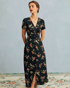 Short Sleeve Maxi Dress, Tailored Clothes, Short Sleeve Maxi Dresses, Sleeve Maxi Dress, Maxi Dresses Casual, Floral Short, Maxi Dress With Sleeves, Lovely Dresses, Looks Vintage