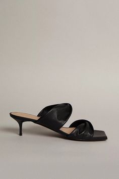 Kitten Heel Leather Knotted Mule | Karen Millen Kitten Heel Shoes, Karen Millen, Kitten Heel, Cosmetology, Fashion Face, Low Heels, Mule, Heeled Mules, Soft Leather