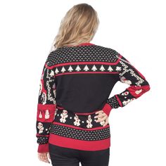 Officially Licensed Krampus Knit Ugly Christmas Sweater 60% Cotton / 40% Acrylic Great for your holiday season Soft and warm sweater Officially Licensed Women's Krampus Knit Ugly Christmas Sweater Show everyone in your family exactly what kind of demon you can be this Christmas season with the seemingly difficult challenges associated with your in-laws visiting, nosy kids snooping in the closets for presents, and getting your holiday meal cooked on time. This Women's Krampus sweater is a fun way Knitted Long Sleeve Holiday Sweater, Holiday Long Sleeve Knitted Sweater, Long Sleeve Knitted Holiday Sweater, Holiday Long Sleeve Sweater With Fair Isle Pattern, Holiday Long Sleeve Fair Isle Sweater, Christmas Holiday Crew Neck Sweater, Cozy Christmas Sweater With Crew Neck, Festive Cozy Crew Neck Sweater, Cozy Christmas Crew Neck Sweater