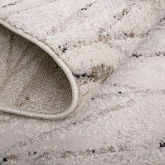 an area rug that has been cleaned and is white with black spots on the carpet