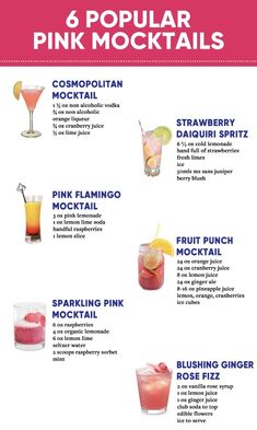 Drink Recipes Nonalcoholic, Refreshing Drinks Recipes, Alcoholic Cocktails, Milk Shakes, Mocktail Recipe, Cocktail Menu, Pink Drinks