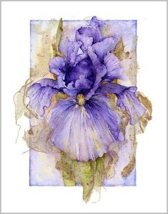 a painting of a purple flower on a white background