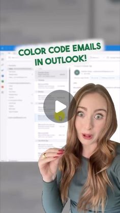 a woman holding her finger up in front of a computer screen with the words color code email