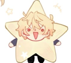 a cartoon character holding a star shaped pillow