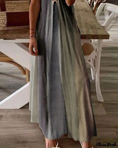 Olivia Mark - Ombre Color Block Sleeveless Maxi Dress Sleeveless Gray Maxi Dress For Spring, Casual Gray Sleeveless Maxi Dress, Casual Gray Maxi Dress For Summer, Maxi Pattern, Grey Maxi Dress, Chic Type, Ombre Color, Sleeveless Maxi Dress, Dress Size Chart