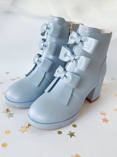 ❤︎ Sweet Ribon Round toe Short Boots❤︎ Cutecore Shoes, Goth Boots, Mint Blue, Sweet Sweet, Really Cute Outfits, Peach Pink, Short Boots, Cute Shoes, Warm Winter