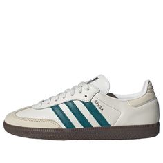 (WMNS) adidas Samba OG 'Cloud White Legacy Teal' IG1963 White Adidas Sneakers For Outdoor Activities, White Sneakers With Gum Sole For Outdoor Activities, Samba Shoe, Samba Shoes, Teal Accents, Adidas Samba Og, Limited Edition Sneakers, Cloud White, Modern Vibe