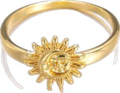 Celestial Sun And Moon Jewelry, Celestial Jewelry With Sun And Moon Designs, Celestial Sun Design Round Jewelry, Gold Crescent Ring With Sun And Moon Design, Spiritual Moon Shaped Gold Ring, Spiritual Gold Moon-shaped Ring, Spiritual Gold Moon Shaped Ring, Adjustable Ring With Sun And Moon Design, Adjustable Gold Moon Midi Rings