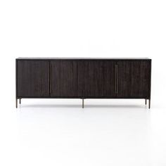 the sideboard is made from wood and has two doors on one side, and three drawers on the other