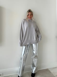 Details: Metallic pants Wide leg Belt loops Size + Fit: Model is 5'4 Wearing size medium Fabric + Care: 80% PU 20% polyester Shipping + Return: THIS ITEM IS NOT ELIGIBLE FOR RETURN Free US ground shipping on orders $100+ We offer free returns and a refund in the form of store credit with items not worn within 10 days of delivery For more info on returns visit our returns page