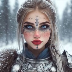 Viking Woman Makeup Halloween, Viking Princess Makeup, Celtic Makeup Female, Warrior Makeup Female, Lagertha Makeup, Norwegian Makeup, Simple Viking Makeup, Viking Woman Makeup, Viking Makeup Female Warrior