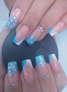 Ombre Nails Glitter, Girly Acrylic Nails, Short Square Acrylic Nails, Spring Nail Designs