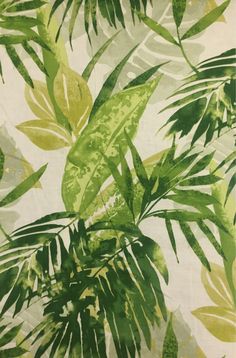 a green and white wallpaper with leaves on it