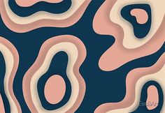 an abstract background with blue, pink and white shapes in the form of wavy lines