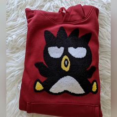 Just In From Japan. I Have A Ton Of New Sweaters. They Are Authentic Sanrio Licensed Items. This Listing Is For The Badz Maru Dark Red Sweater. I Do Also Have This Available In Grey. If You Would Like One, Please Let Me Know Prior To Purchasing So I Can Change The Listing. Size Is Japan Size Medium Or A Us Size Small Length: ~24.5" Armpit To Armpit: ~19" Sleeve: ~24" Please Note That Measurements Were Taken To The Best Of My Ability. They Should Be Used More As A Guideline. Price Is Firm For Ite Cozy Red Fleece Sweatshirt, Red Hooded Fleece Sweater, Red Fleece Winter Sweater, Cozy Red Fleece Hoodie, Cozy Red Hoodie For Streetwear, Sanrio Badtz Maru, Badz Maru, Dark Red Sweater, Cold Sweatshirt