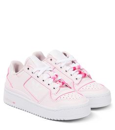 Forum Bold Leather Sneakers in Pink - Adidas Originals Kids | Mytheresa Pink Perforated Toe Box Sneakers For Streetwear, Pink High-top Sneakers With Perforated Toe Box For Streetwear, Low-top Custom Sneakers With Textured Sole For Streetwear, Custom Low-top Sneakers With Textured Sole For Streetwear, Pink Leather Lace-up Running Shoes, Low-top Running Shoes With Perforations For Streetwear, Low-top Sneakers With Perforated Toe Box For Streetwear, Low-top Perforated Sneakers For Streetwear, High-top Athleisure Platform Sneakers With Laces