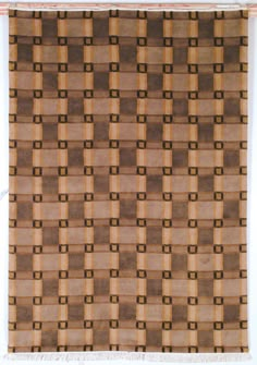 a brown and tan rug with squares on it