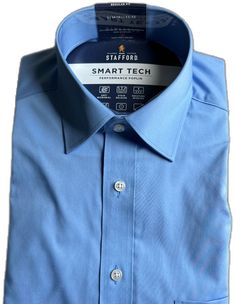 Fitted Blue Cotton Dress Shirt, Blue Fitted Cotton Dress Shirt, Smart Slim Fit Blue Tops, Blue Slim Fit Smart Tops, Smart Blue Slim Fit Tops, Blue Short Sleeve Slim Fit Dress Shirt, Blue Slim Fit Short Sleeve Dress Shirt, Smart Blue Shirt With Spread Collar, Smart Blue Dress Shirt With Spread Collar