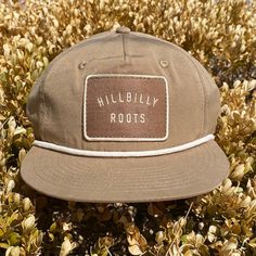 Hillbilly Roots snapback rope hat *this style has been updated with a cream rope. Hillbilly Hat, Candy Games, Red Rope, Tech Toys, Hat Print, 50th Gifts, Gift Card Sale, Womens Glasses, Glasses Accessories