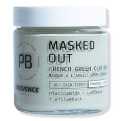 Masked Out French Green Clay Mask -  Show your pores some amour with PROVENCE Beauty's Masked Out French Green Clay Mask that absorbs excess oils + deeply cleans skin.    Benefits     Smooth, creamy clay mask gently exfoliates skin + deeply cleans pores by absorbing excess oil Helps to smooth skin + reveal a more radiant, clear-looking complexion For all skin types: dry, oily, combination, sensitive, and breakout-prone Especially great for congested skin Formulated with our Provenal Complexa uni Skin Care Bag, Provence Beauty, October Makeup, Green Clay Mask, Makeup Ulta, Herbal Coffee, Skin Face Mask, Skincare Needs, French Green Clay