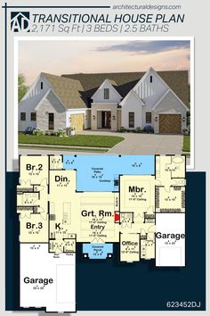 the floor plan for this house is very large and has two car garages on each side