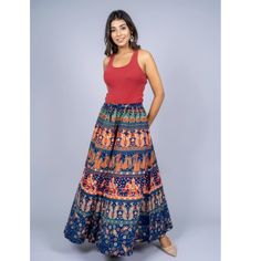 Brand New Wrap Tie Skirt Made In Jaipur India. Approximately 39 Inch Length, One Size Fits Most. All Cotton, Colorful Design. Indian Skirt, Tie Skirt, Navy Blue Background, Jaipur India, Colorful Design, Blue Background, Jaipur, Color Design, Blue Green