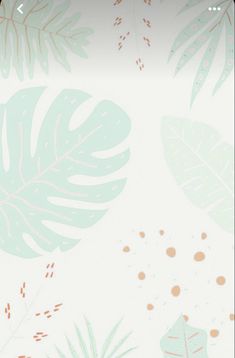 a white and green wallpaper with leaves on it's back drop down to the bottom