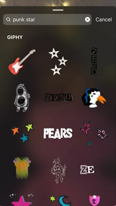 an iphone screen with various stickers on it