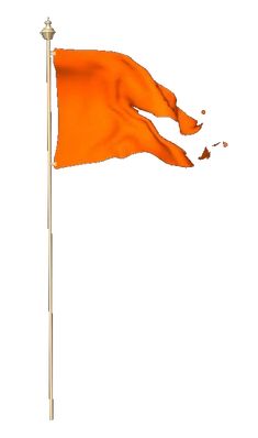 an orange flag flying in the wind on a white background with clipping area for text