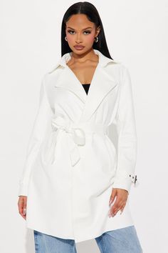 Available In White, Camel, Taupe, And Black. Trench Lapel Collar Long Sleeve Faux Suede Belted Unlined 93% Polyester 7% Spandex Imported | Camila Faux Suede Trench in White size Large by Fashion Nova Suede Belt, Trench Jacket, White Fashion, Lapel Collar, Faux Suede, Fashion Nova, Camel, Jackets & Coats, Size Large