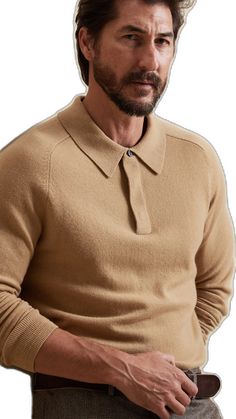 Collared Cashmere Polo Sweater, Classic Beige Polo Sweater With Collar, Cashmere Polo Sweater With Ribbed Cuffs, Classic Cashmere Tops For Fall, Classic Cashmere Polo Collar Sweater, Classic Long Sleeve Beige Polo Sweater, Classic Beige Long Sleeve Polo Sweater, Classic Sweater With Polo Collar, Cashmere Polo Sweater With Ribbed Collar