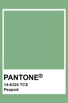 pantone's green color is shown with the words peaod on it and an image