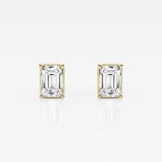 1 1/2 ctw Emerald Lab Grown Diamond Solitaire Certified Stud Earrings 14K Yellow Gold, GH, SI1 Classic Formal Baguette Cut Diamond Earrings, Timeless Emerald Cut Diamond White Earrings, Classic Rectangular Diamond Earrings For Anniversary, Classic Radiant Cut Diamond Earrings For Formal Occasions, Classic Rectangular Diamond Earrings With Accents, Classic Emerald Cut Lab Grown Diamond Jewelry, Classic Gold Baguette Cut Diamond Earrings, Lab-grown Diamond Earrings Brilliant Emerald Cut, Classic Rectangular Earrings For Anniversary