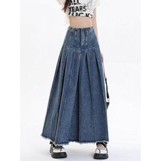 Discover Your New Summer Essential Step into the season with style and comfort in our Chic High Waist Vintage Blue Denim A-line Skirt. This timeless piece is a must-have for any fashion-forward wardrobe, blending classic design with contemporary streetwear vibes. Perfect for women aged 18-24, this skirt promises to be your go-to for every casual outing. Exceptional Design and Quality Our skirt boasts a flattering high-waist cut and a versatile mid-calf length, ideal for various body types. The n Jeans Rock, Sunglasses & Glasses, Staple Pieces, Casual Elegance, Mid Calf, Body Types, British Indian, Summer Essentials, A Line Skirts