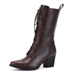 PRICES MAY VARY. UTIKLIOU Mid Calf Boots: Women's Combat Boots Side Zipper; Faux Fur Lining / Rubber Sole / Upper PU Leather; Heel Height: 2.8" / 7 cm. Quality Materials: These brown mid calf boots for women are made of premium PU leather, even the rubber soles are built tough to resist wear and tear. Functional Zipper: Full-length zipper along the one side, so you never have to worry about undoing the laces. Easy on and off. Versatile Style: These combat military winter boots are easy to pair w Women's Mid Calf Boots, Brown Mid Calf Boots, Medieval Boots, Pirate Boots, Military Combat Boots, Womens Combat Boots, Lace Up Combat Boots, Womens Mid Calf Boots, Boots Leather