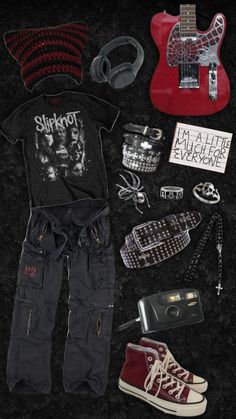 #masc #skateraesthetic #outfitinspo #slipknot #numetal Metal Outfit, Alt Fits, Punk Style Outfits, Slay Outfits, Punk Outfits, Y2k Outfits, Alt Fashion