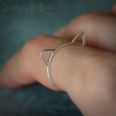 Cat ears ring Crazy Cat Lady cat ring Sterling by Katstudio Silver Cat Design Ring, Adjustable Sterling Silver Cat Design Rings, Silver Cat Design Jewelry With Cat Ears, Silver Cat Ears Jewelry, Hypoallergenic Silver Cat Ears Jewelry, Minimalist Silver Cat Design Jewelry, Handmade Silver Cat Ears Jewelry, Ring Cat, Lady Cat